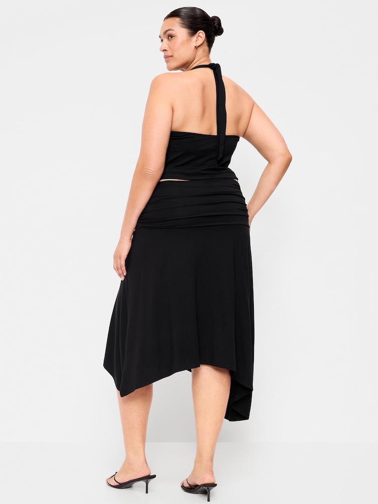 Asymmetrical Draped Midi Skirt