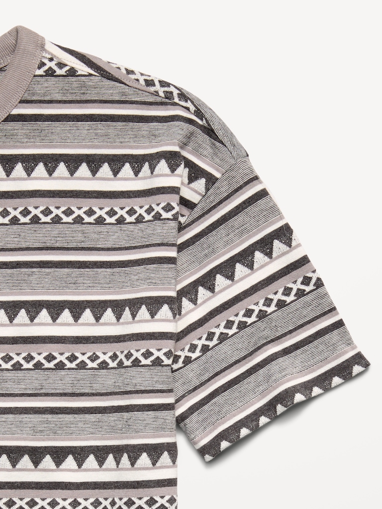 Oversized Short-Sleeve Textured Striped T-Shirt for Boys