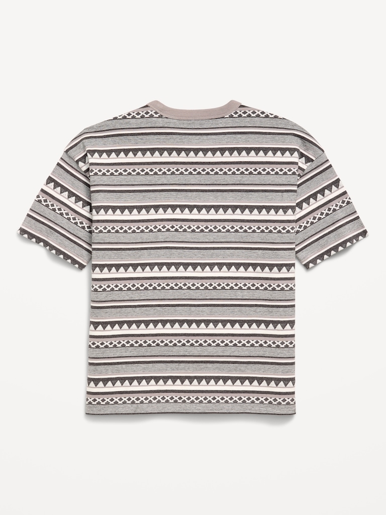 Oversized Short-Sleeve Textured Striped T-Shirt for Boys