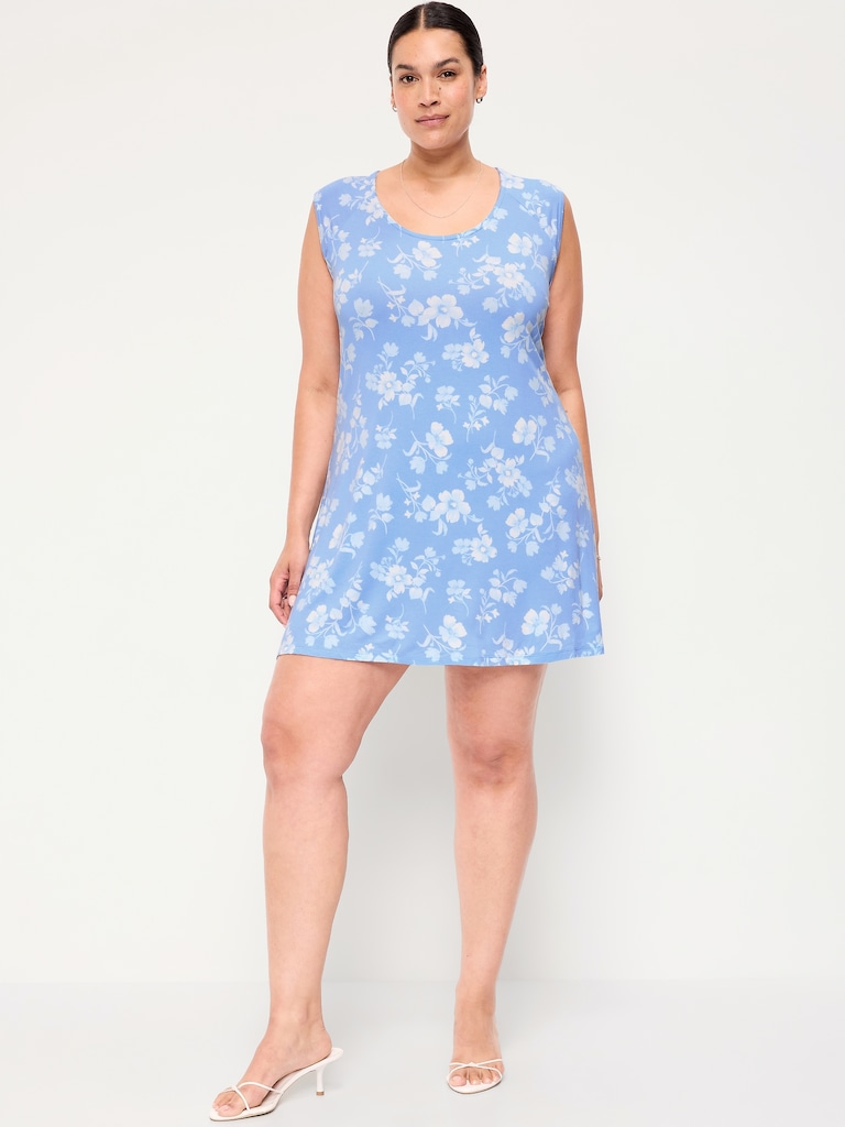 Short-Sleeve Scoop-Neck Mini Dress