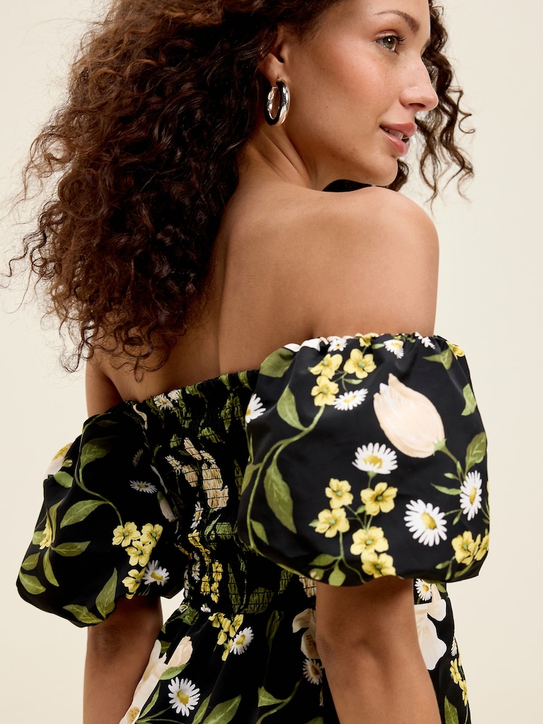 The Occasion by Old Navy Fit & Flare Puff-Sleeve Taffeta Mini Dress