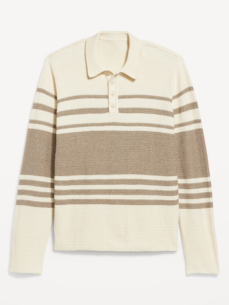Long-Sleeve Collar Polo Sweater