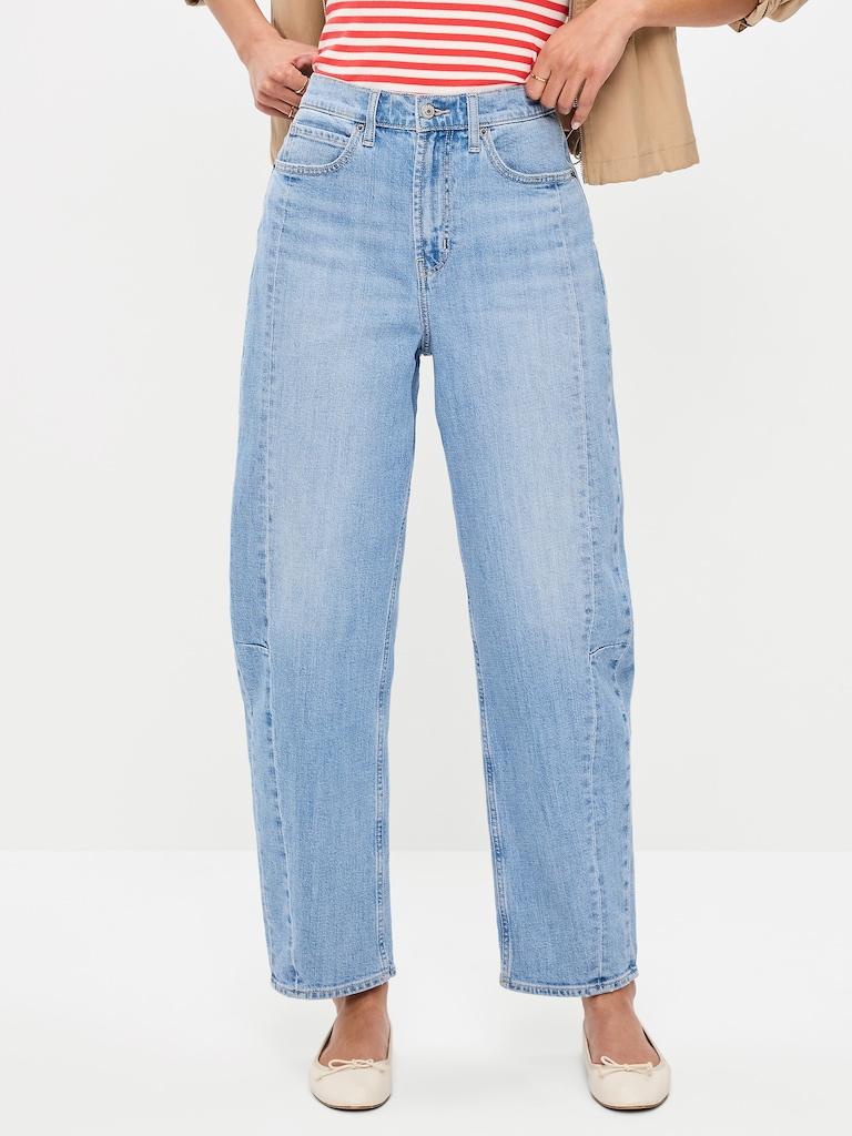 High-Waisted Barrel Ankle Jeans