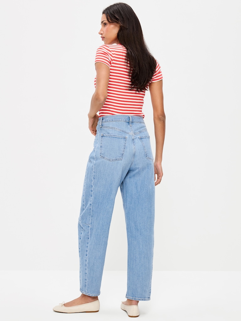 High-Waisted Barrel Ankle Jeans