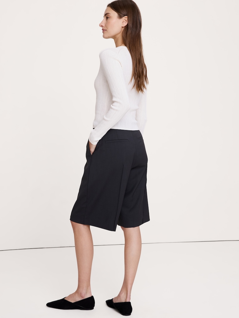 High-Rise Italian Wool Bermuda Short