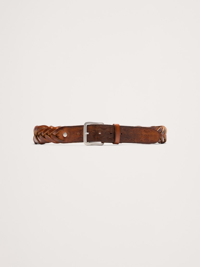 Braided Embossed Leather Belt