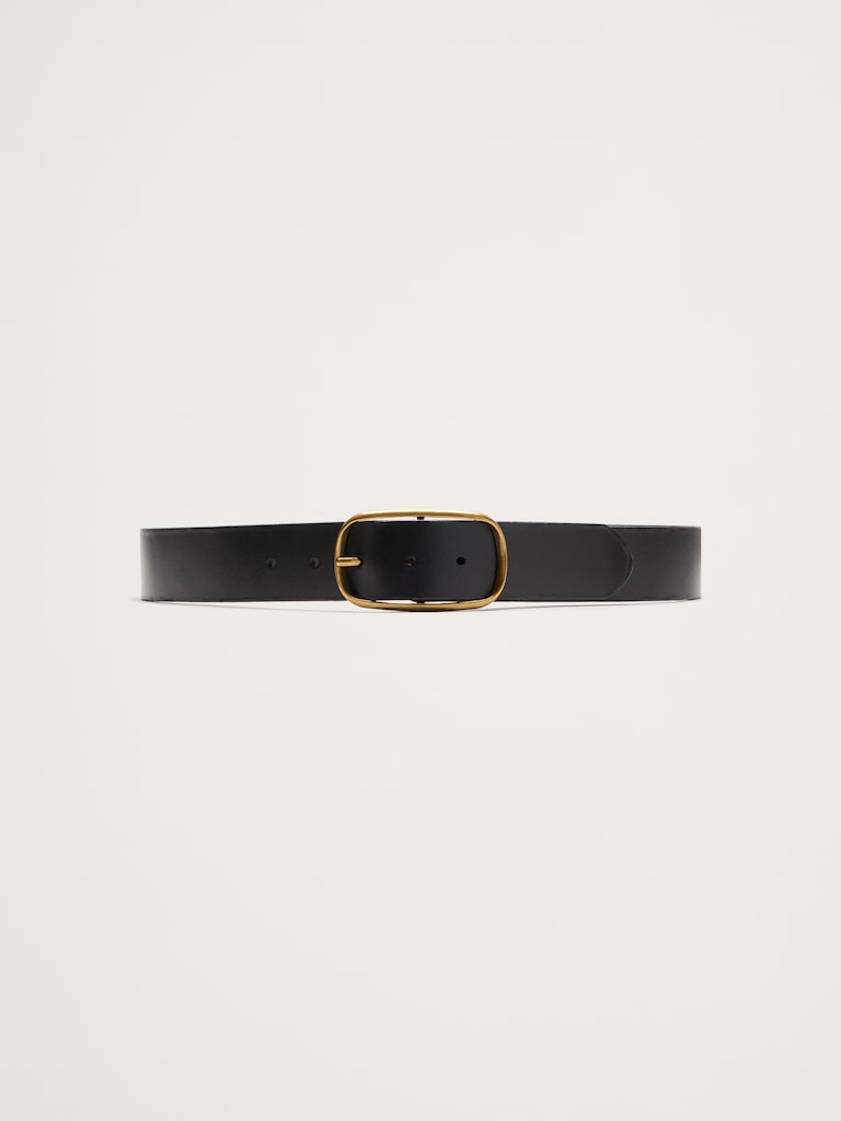 Leather Oval-Buckle Belt