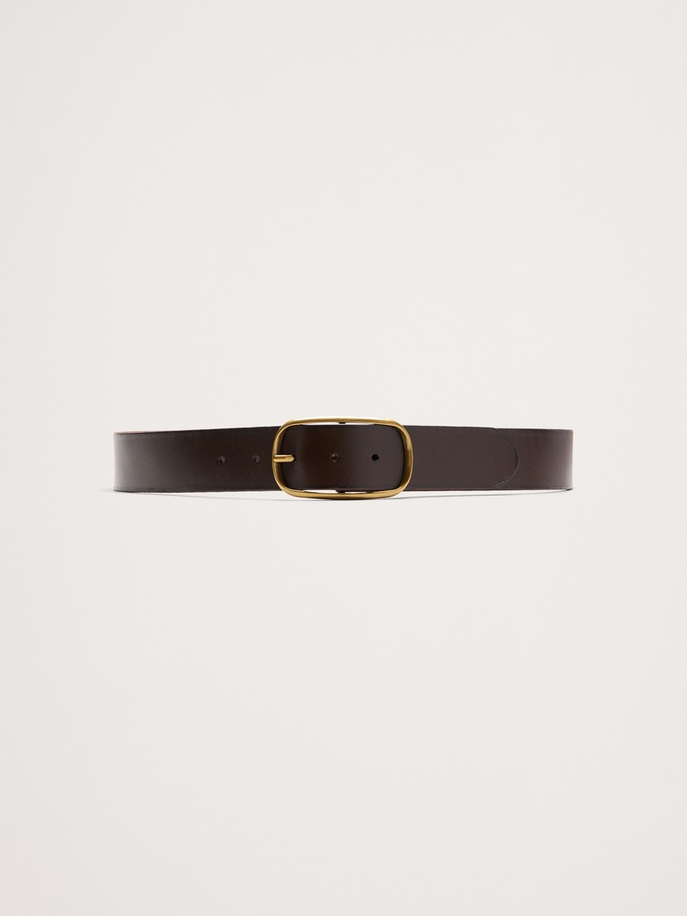 Leather Oval-Buckle Belt