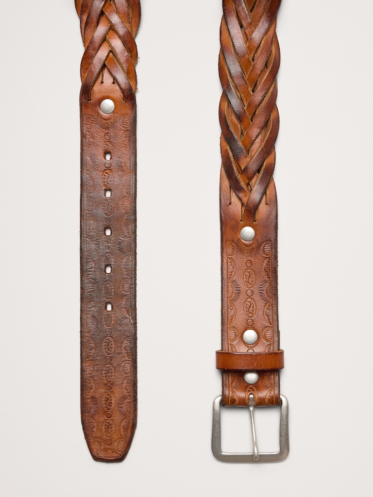 Braided Embossed Leather Belt