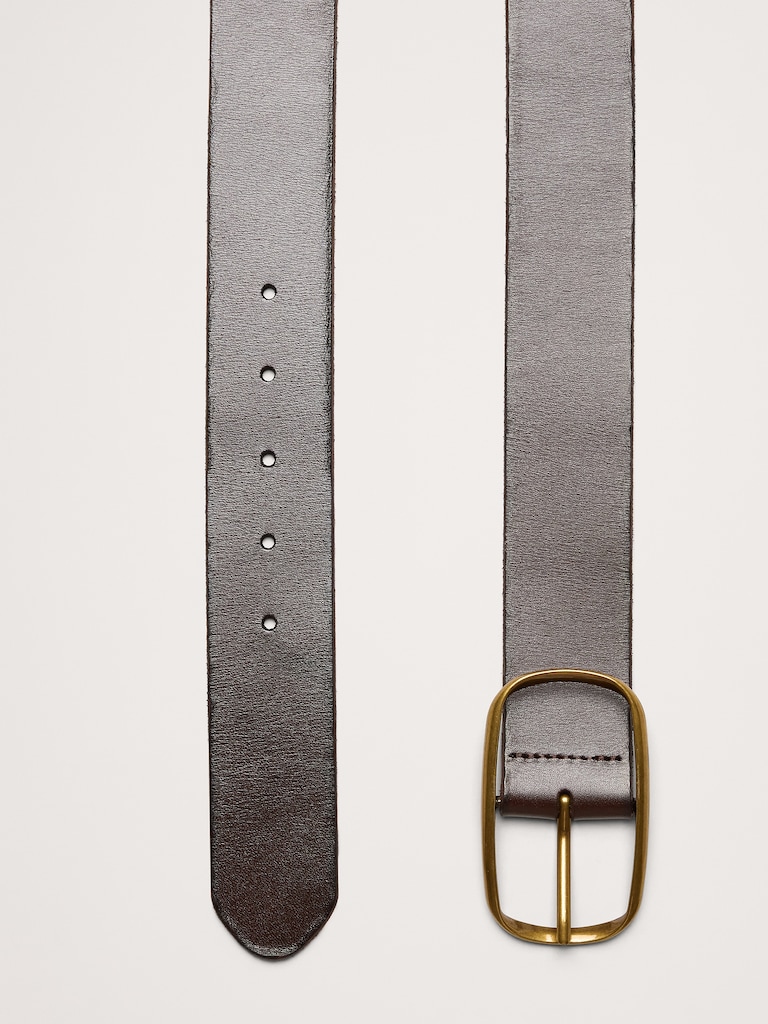 Leather Oval-Buckle Belt