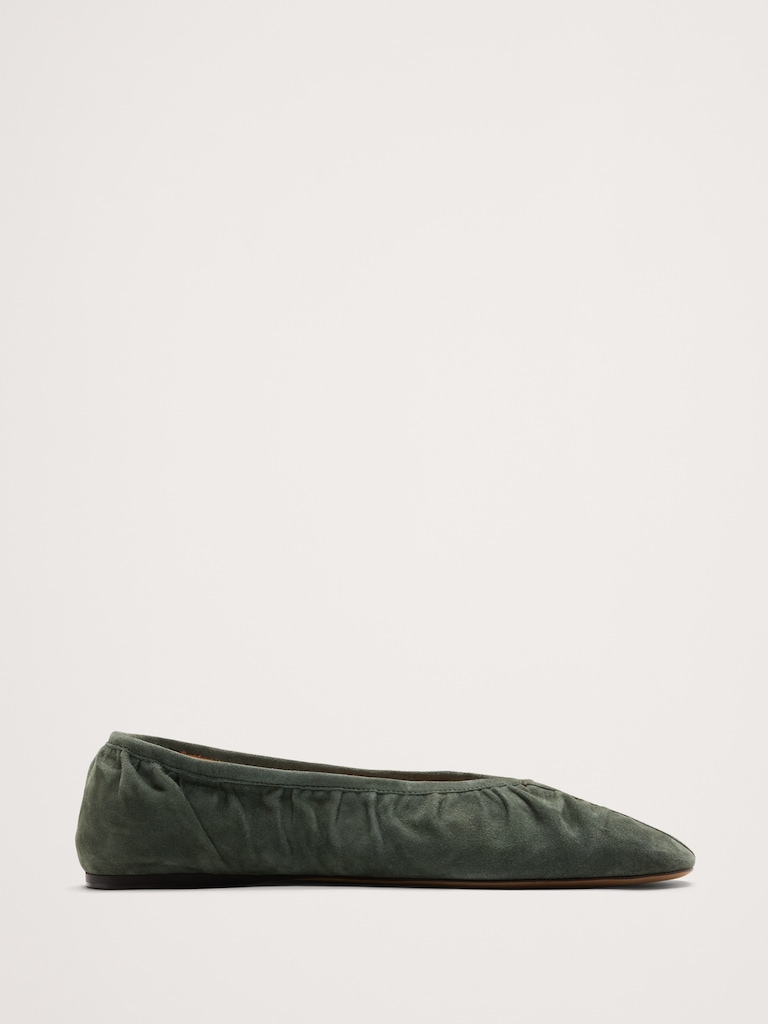 Ruched Suede Ballet Flat