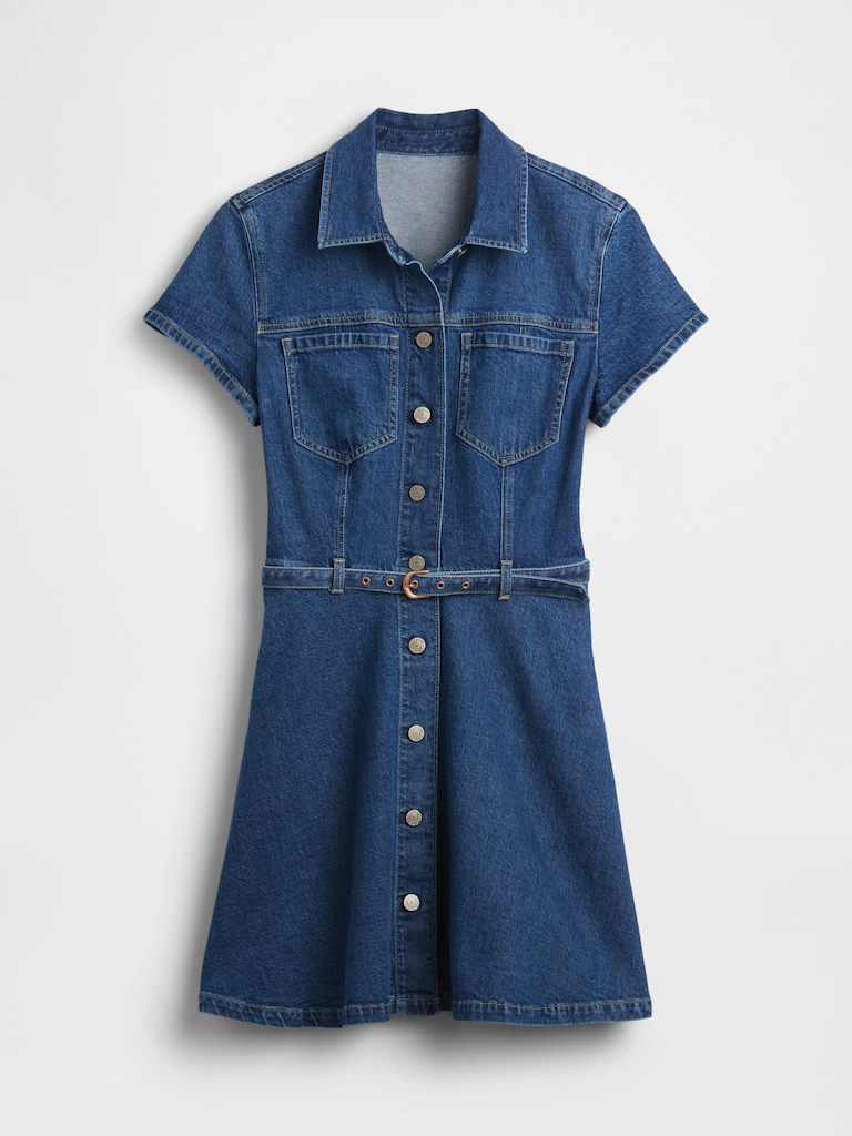 Denim Belted Mini Shirtdress