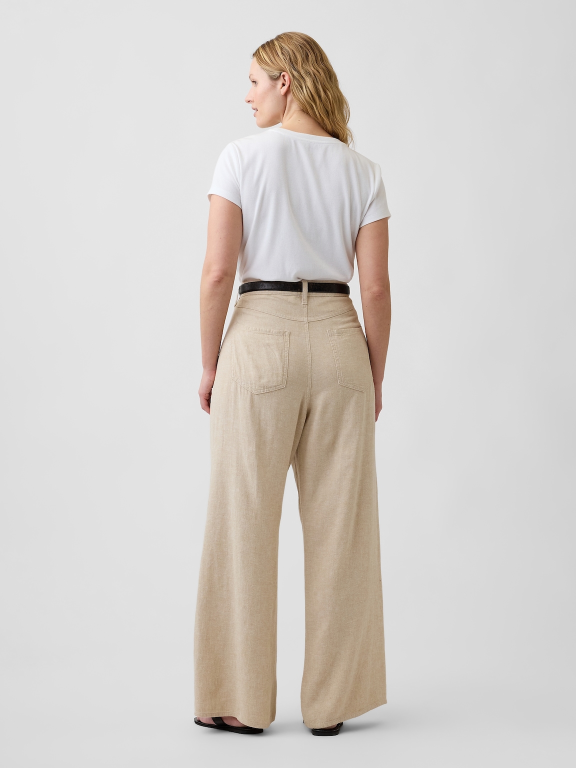 High Rise Linen-Blend Wide-Leg Pants