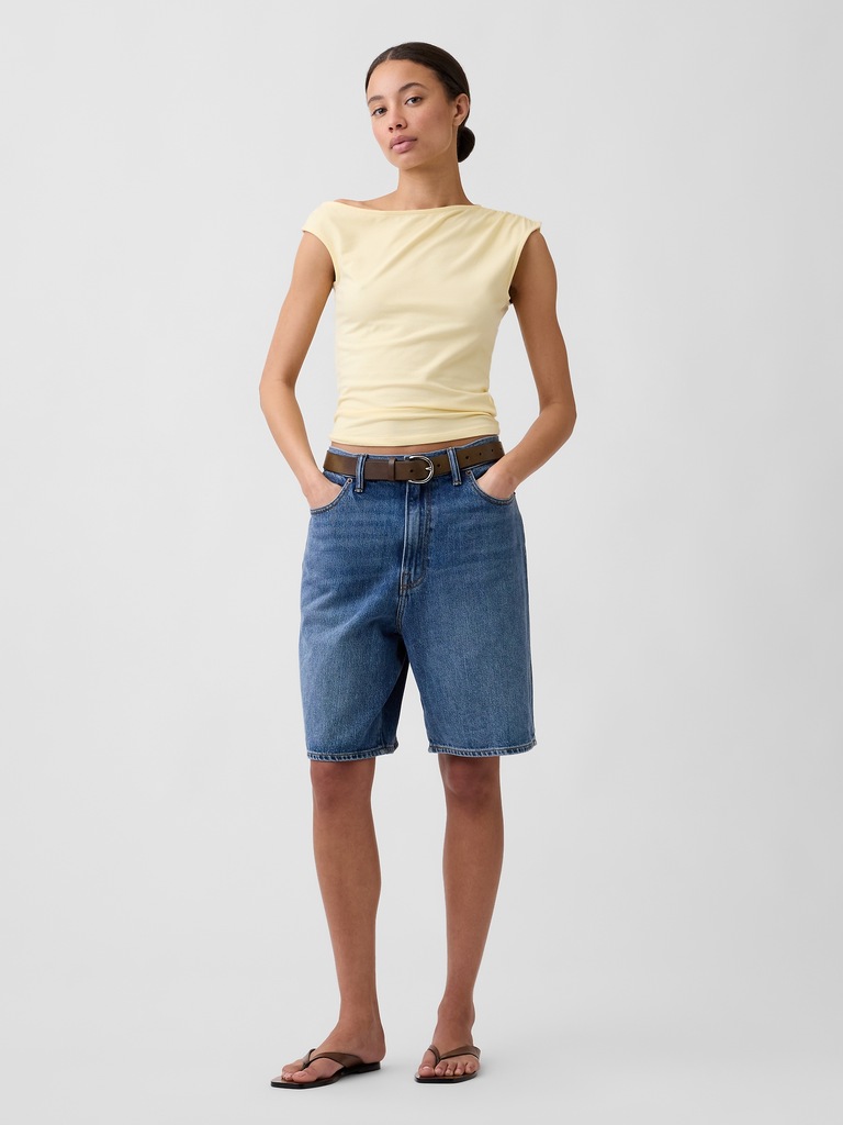 Stretch Jersey Off-Shoulder Top