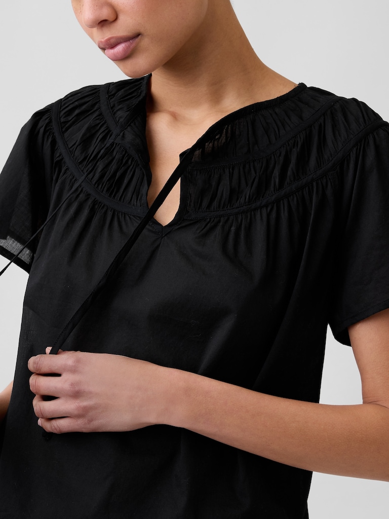 Splitneck Flutter Sleeve Top