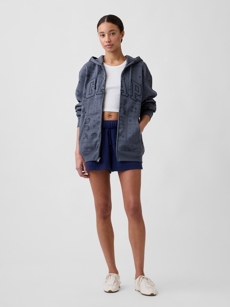 Adult Relaxed Gap Logo Print Zip Hoodie