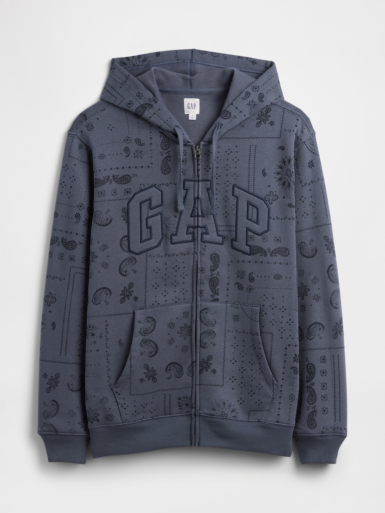 Adult Relaxed Gap Logo Print Zip Hoodie