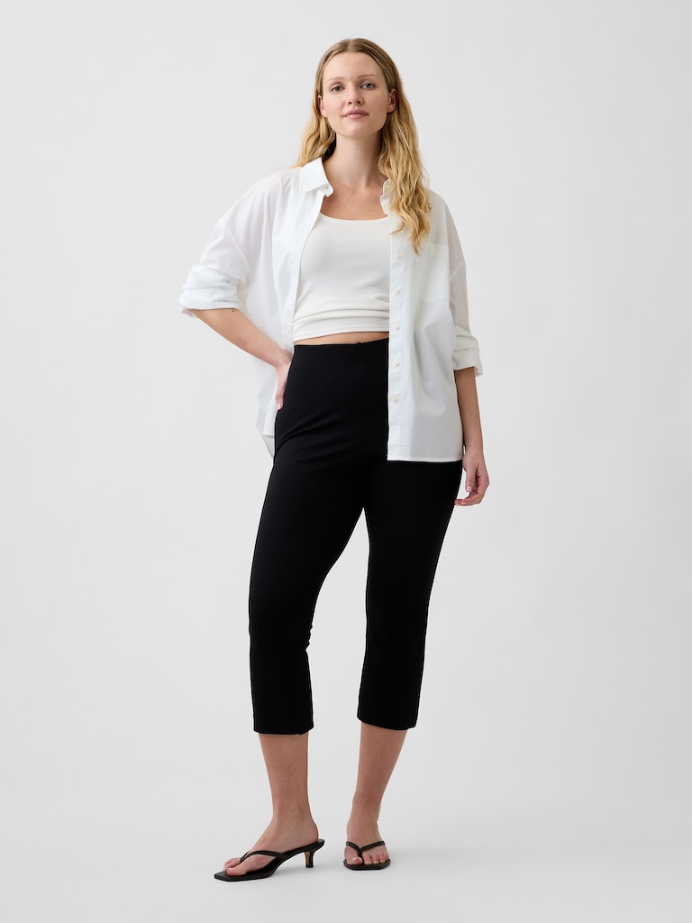 High Rise Crop Pull-On Ponte Pants