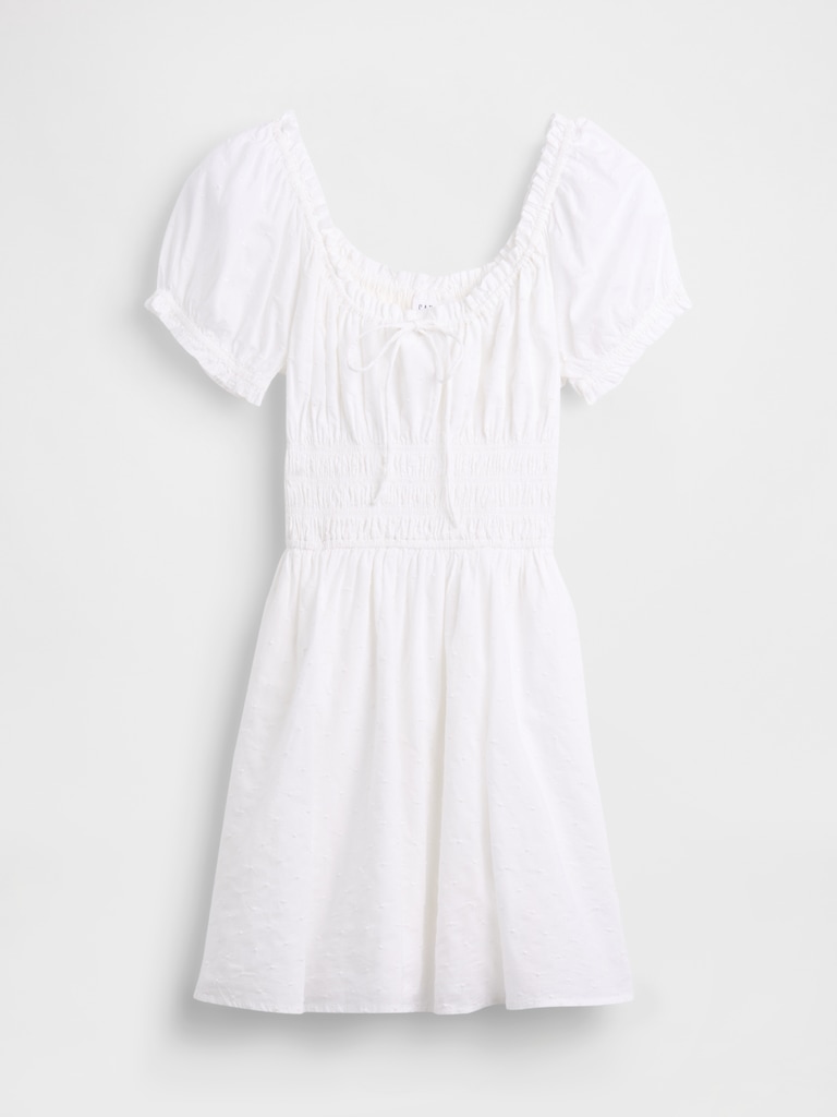 Smocked-Waist Mini Dress