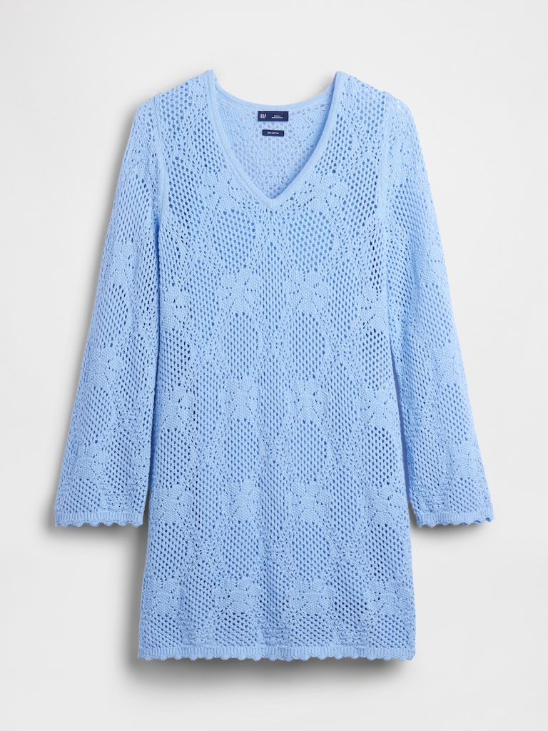 Pointelle Mini Sweater Dress