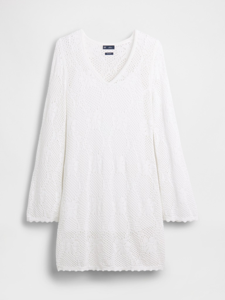 Pointelle Mini Sweater Dress