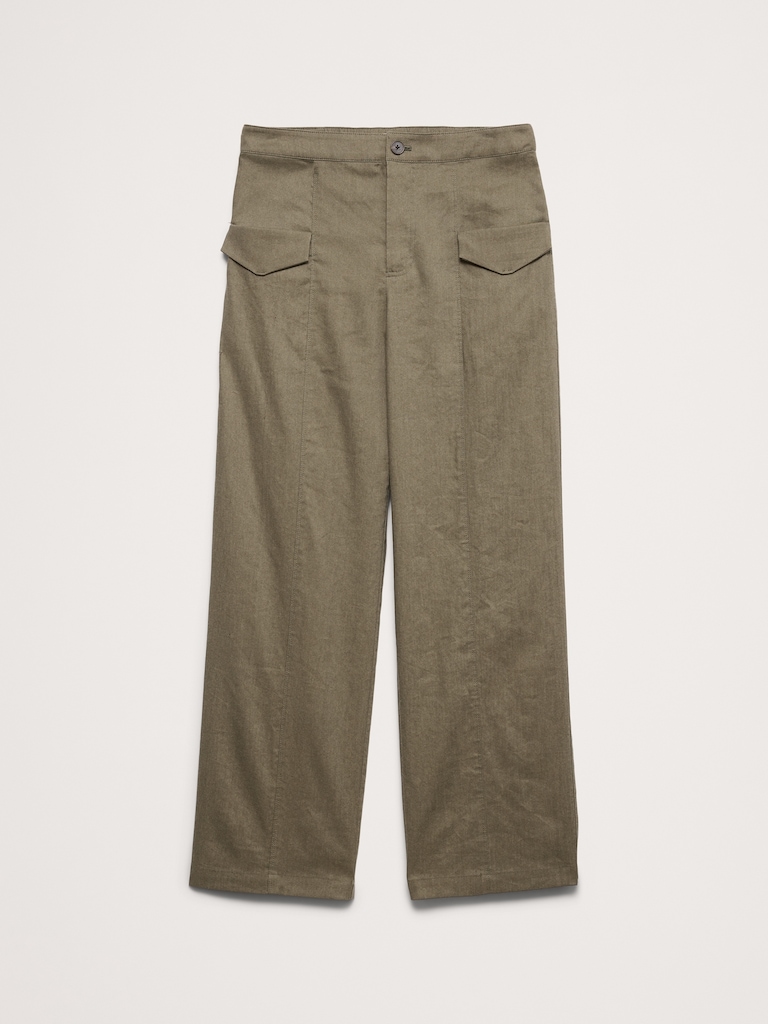 Mid-Rise Straight Utility Pant in Stretch Linen-Viscose
