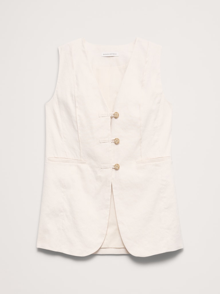 Gilet long en lin et viscose extensible