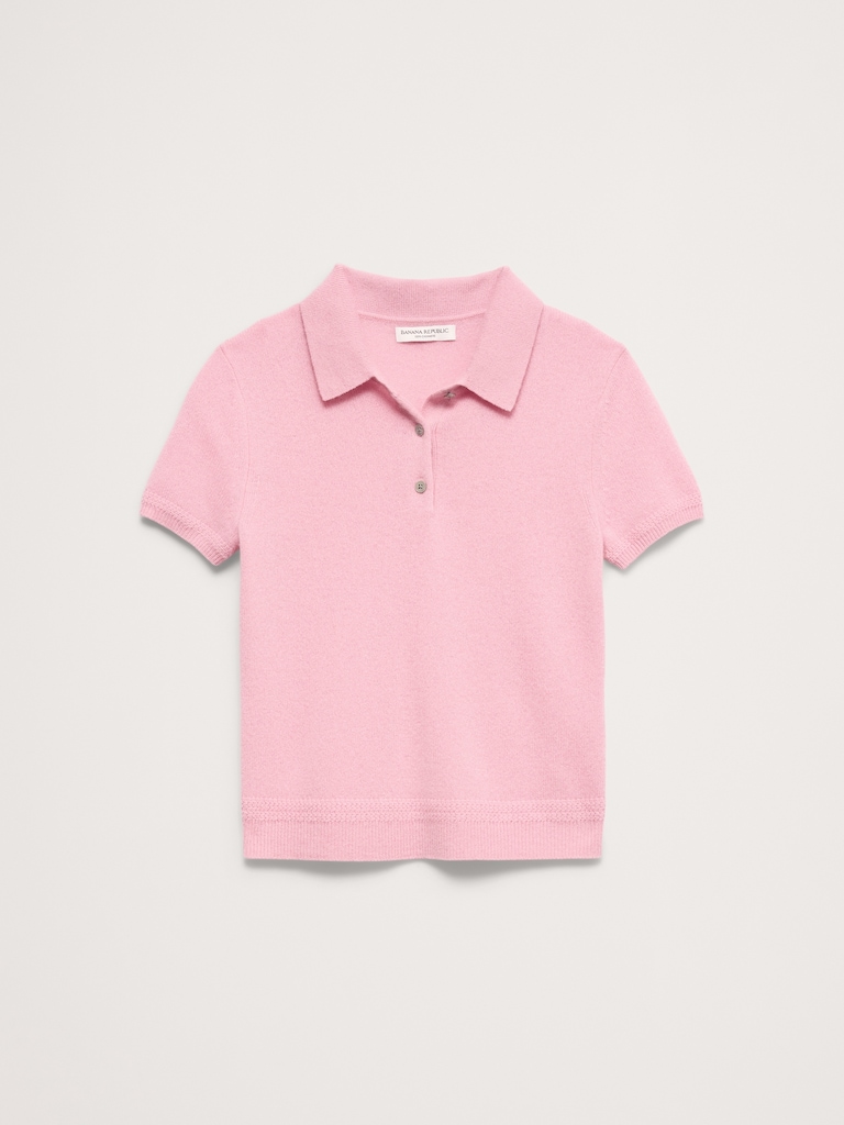 Lightweight Cashmere Short-Sleeve Sweater Polo
