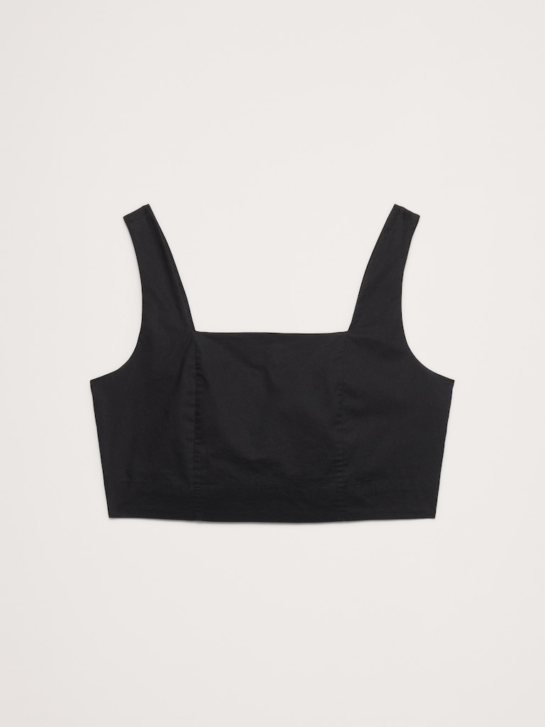 Cotton Poplin Square-Neck Cropped Tank