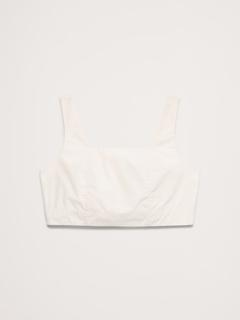Cotton Poplin Square-Neck Cropped Tank