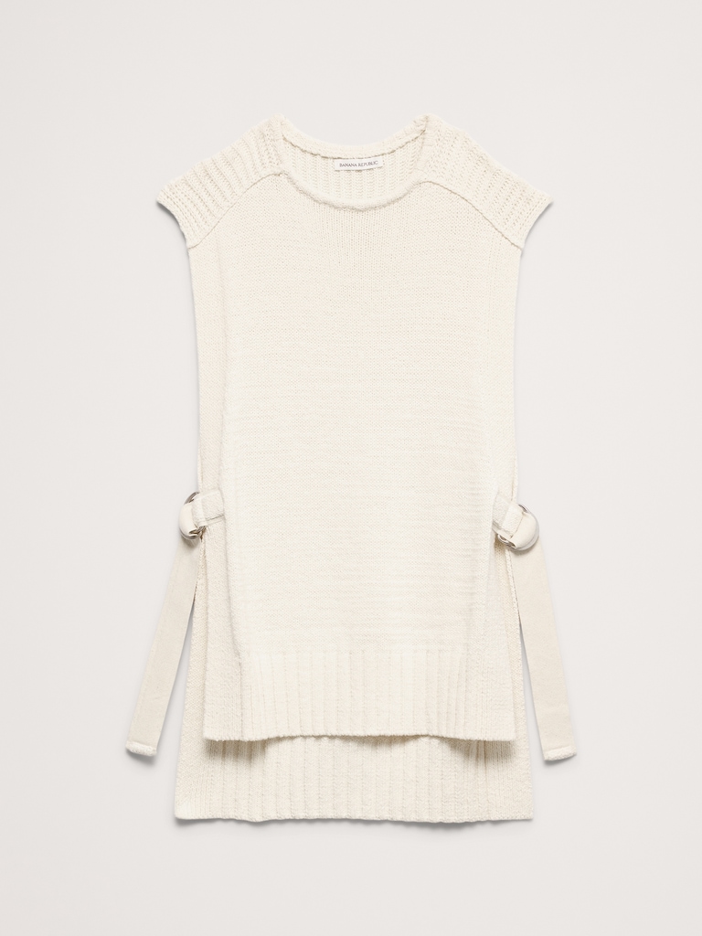 Chunky Cotton-Blend Sweater Vest with Open Sides