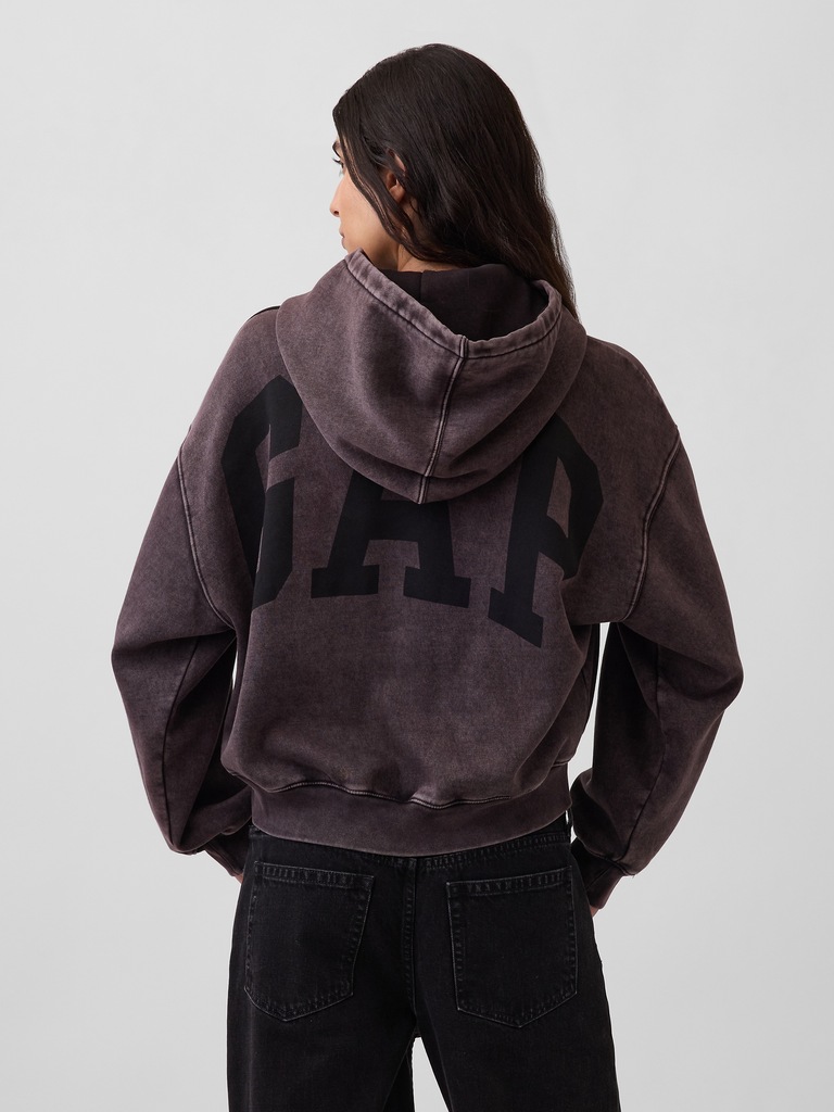 VintageSoft Crop Logo Hoodie