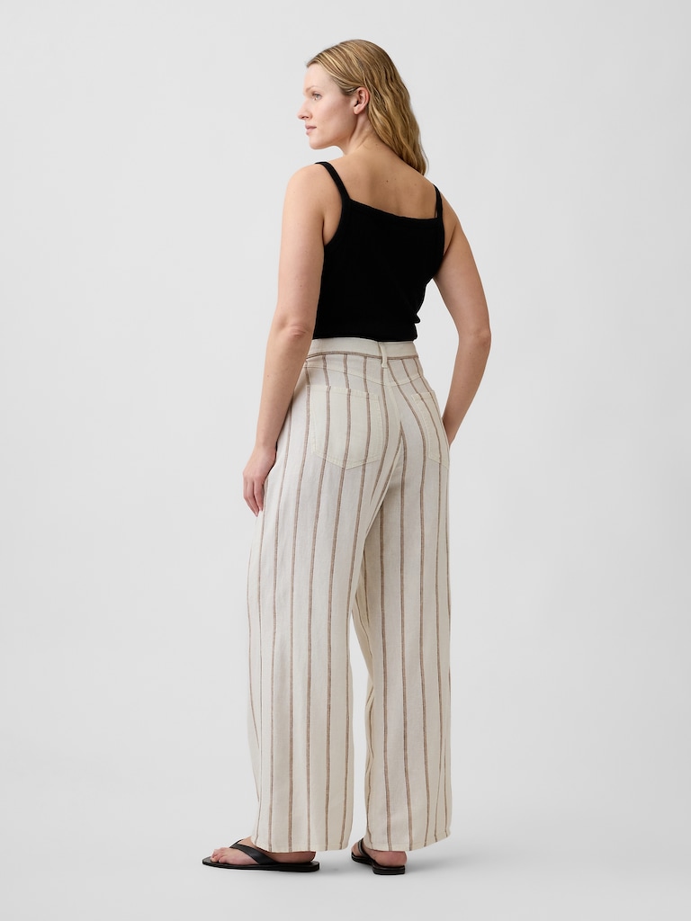 High Rise Linen-Blend Wide-Leg Pants