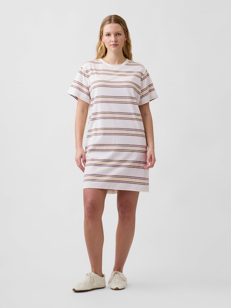 Relaxed Stripe Mini T-Shirt Dress