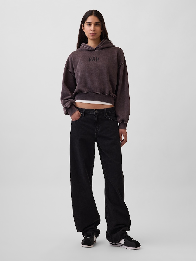 VintageSoft Crop Logo Hoodie