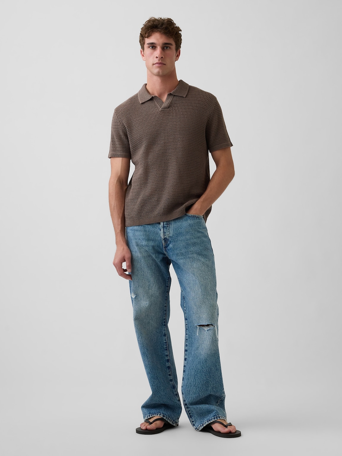 Mesh Polo Sweater