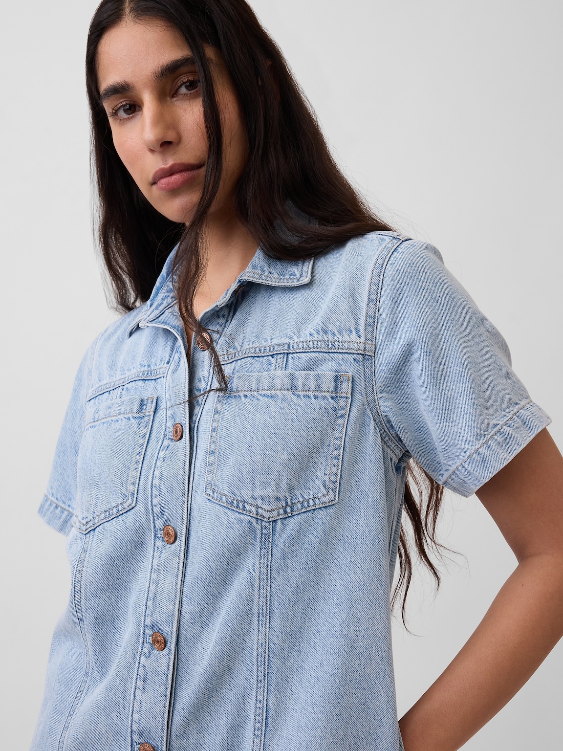 UltraSoft Denim Mini Shirtdress