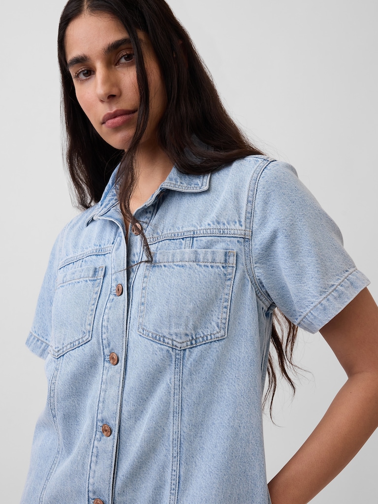 UltraSoft Denim Mini Shirtdress