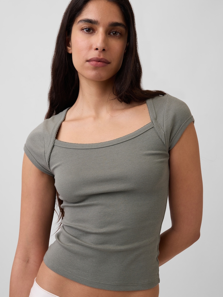 Modern Square-Neck Crop T-Shirt