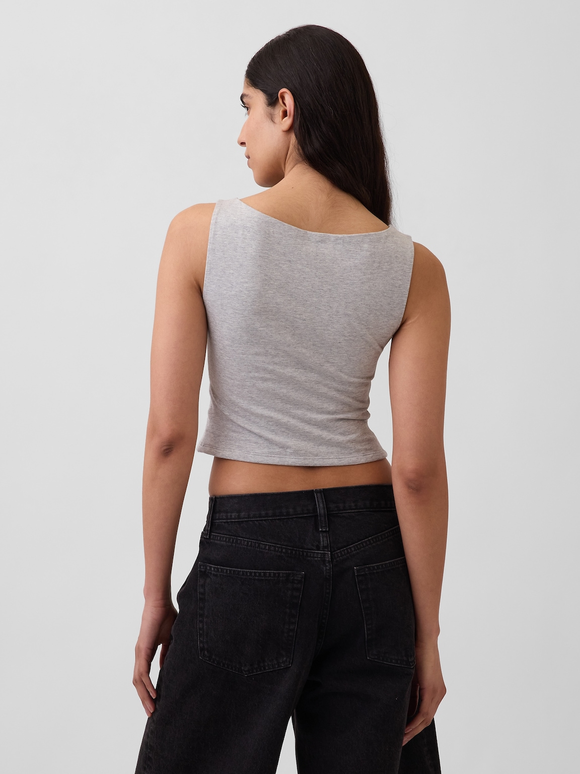 CloseKnit Jersey Boatneck Crop Tank Top