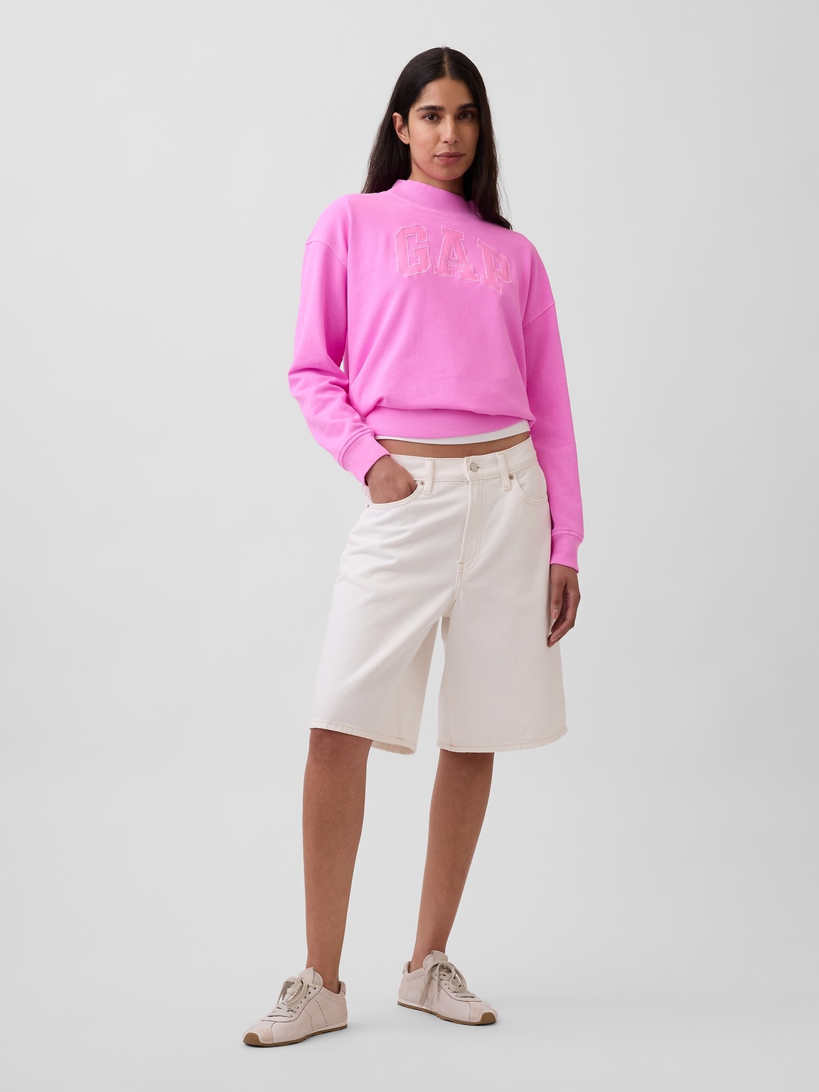 VintageSoft Terry Oversized Mockneck Logo Sweatshirt