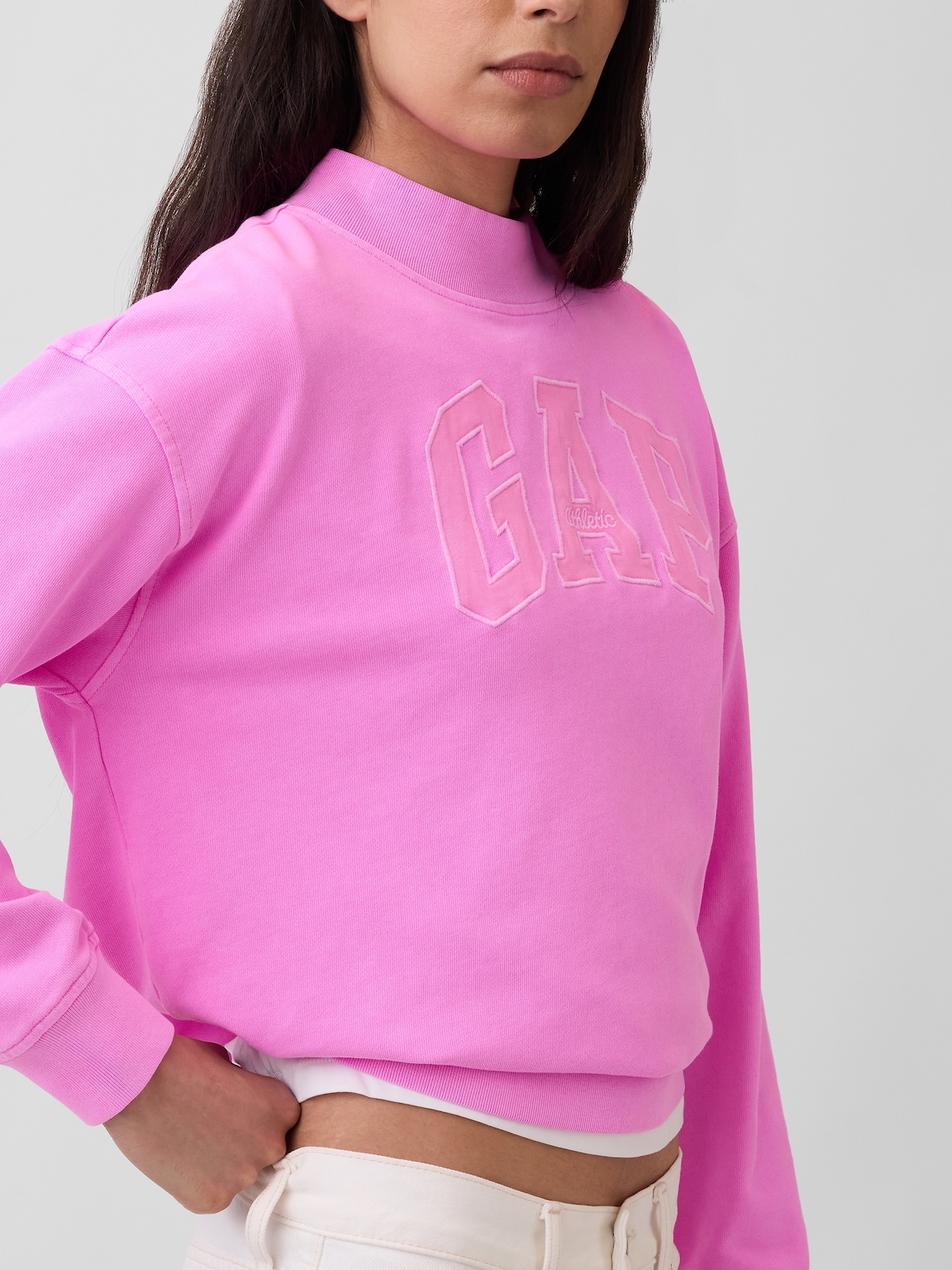 VintageSoft Terry Oversized Mockneck Logo Sweatshirt