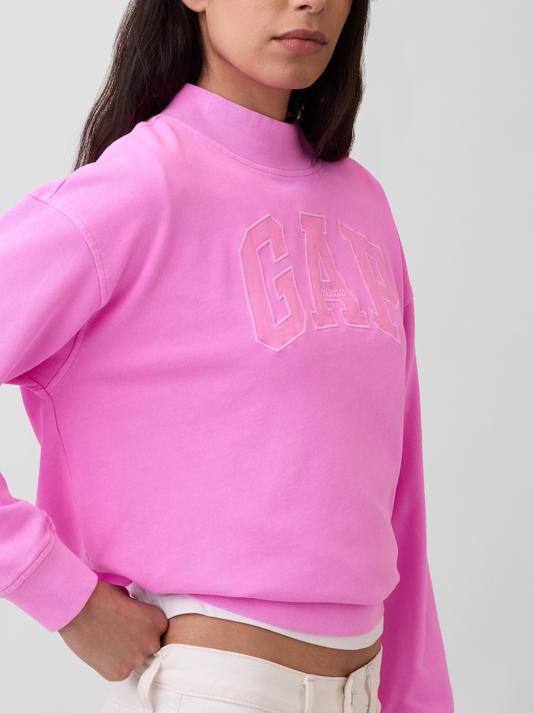 VintageSoft Terry Oversized Mockneck Logo Sweatshirt