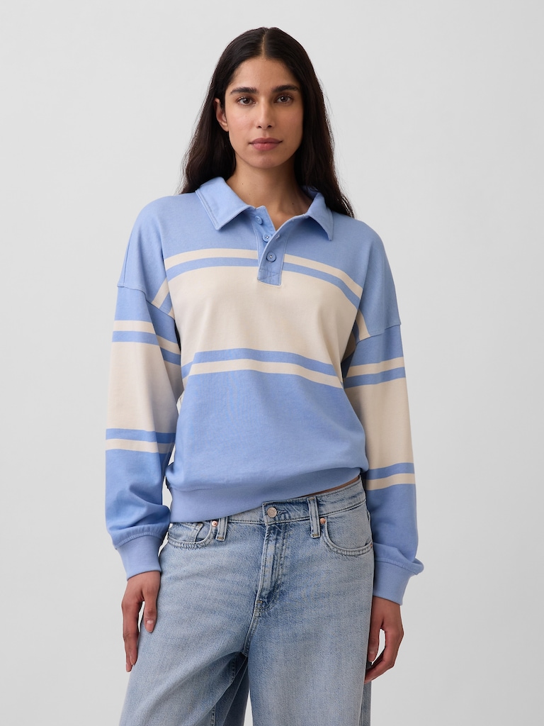 French Terry Oversized Polo Sweatshirt