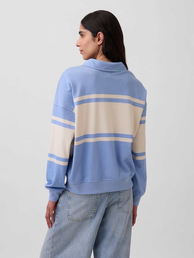French Terry Oversized Polo Sweatshirt