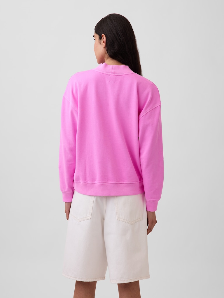 VintageSoft Terry Oversized Mockneck Logo Sweatshirt