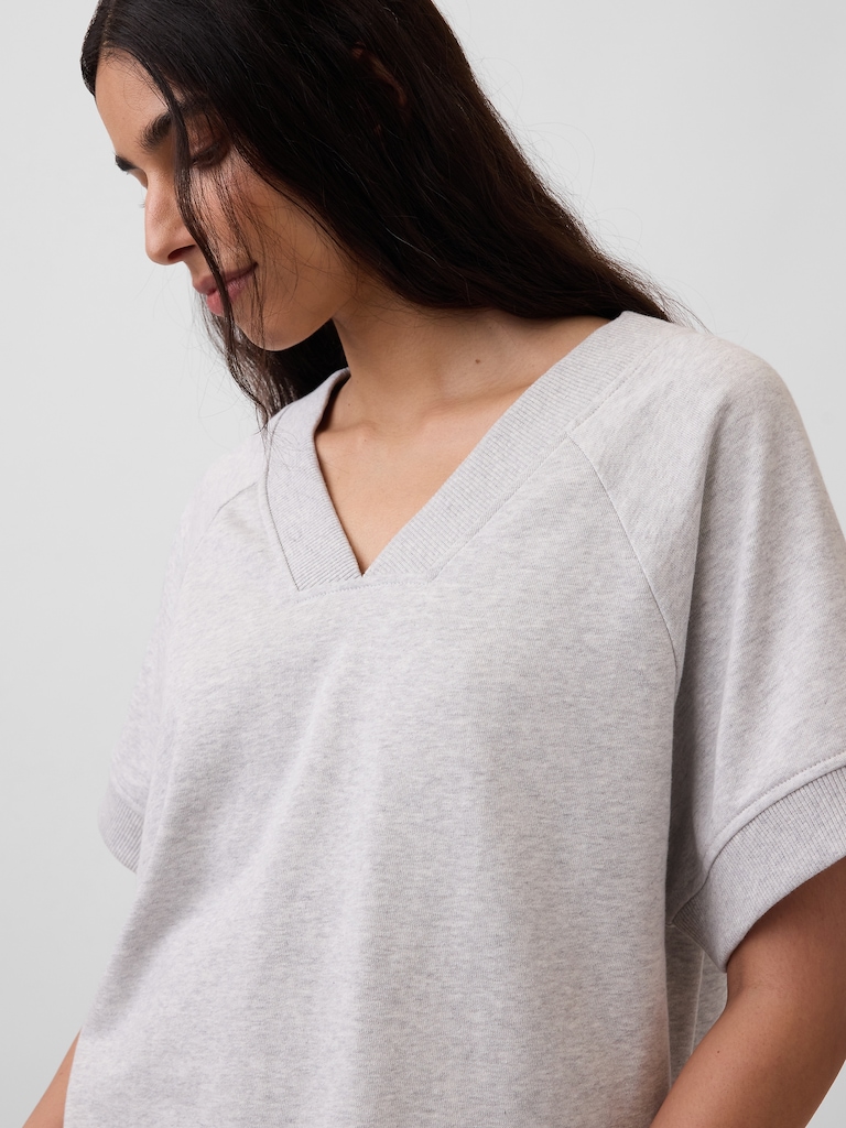 French Terry Oversized V-Neck Sweatshirt