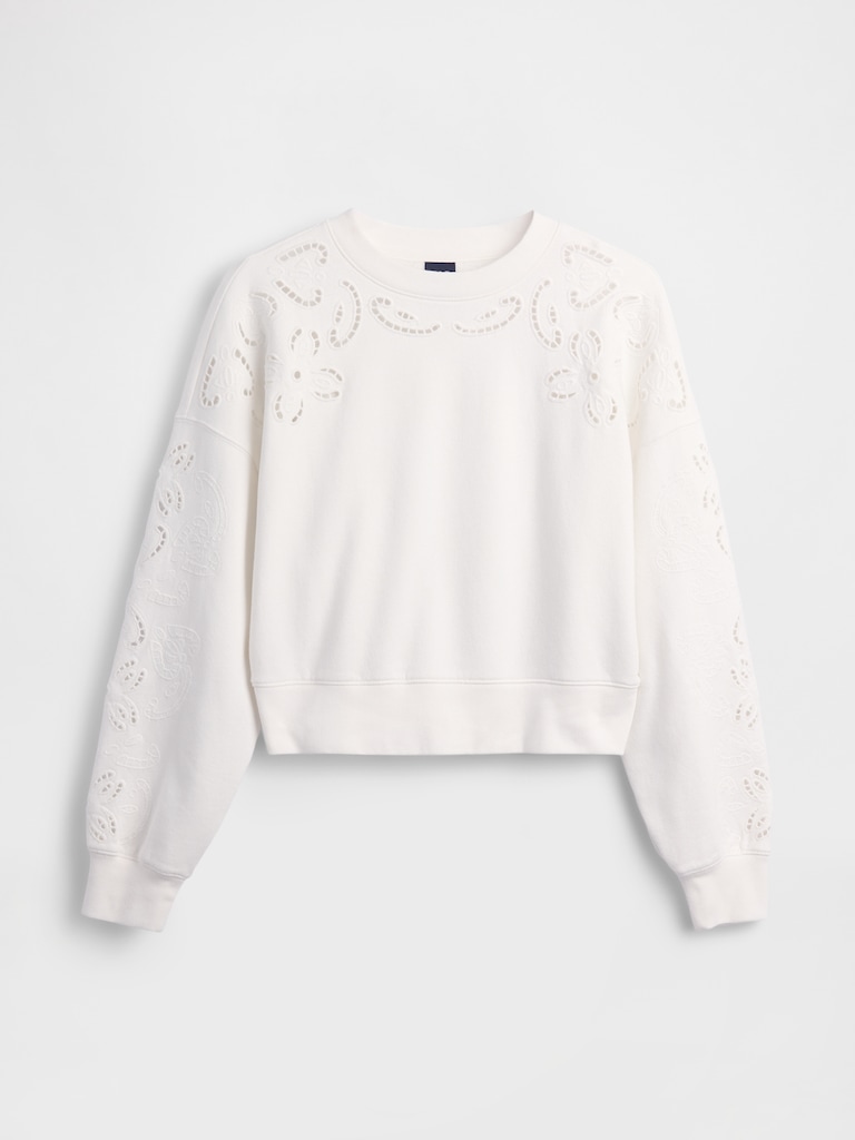 VintageSoft Oversized Eyelet Crop Sweatshirt
