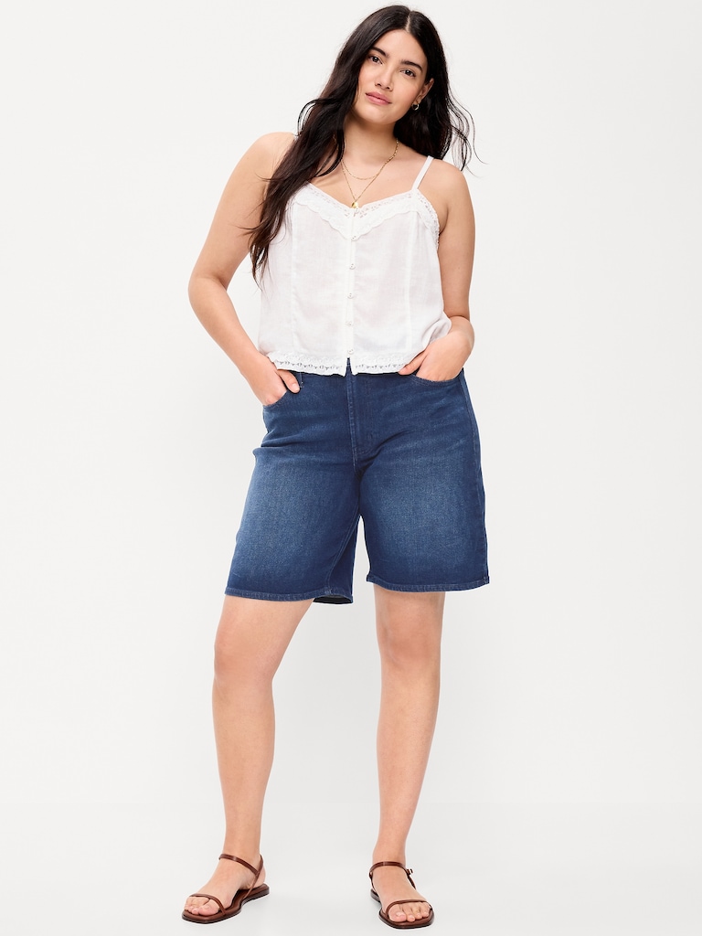 High-Waisted Wow Bermuda Jean Shorts -- 9-inch inseam