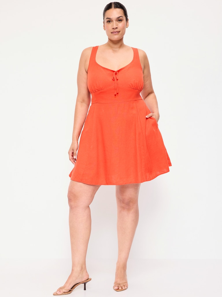 Fit & Flare Linen Mini Dress